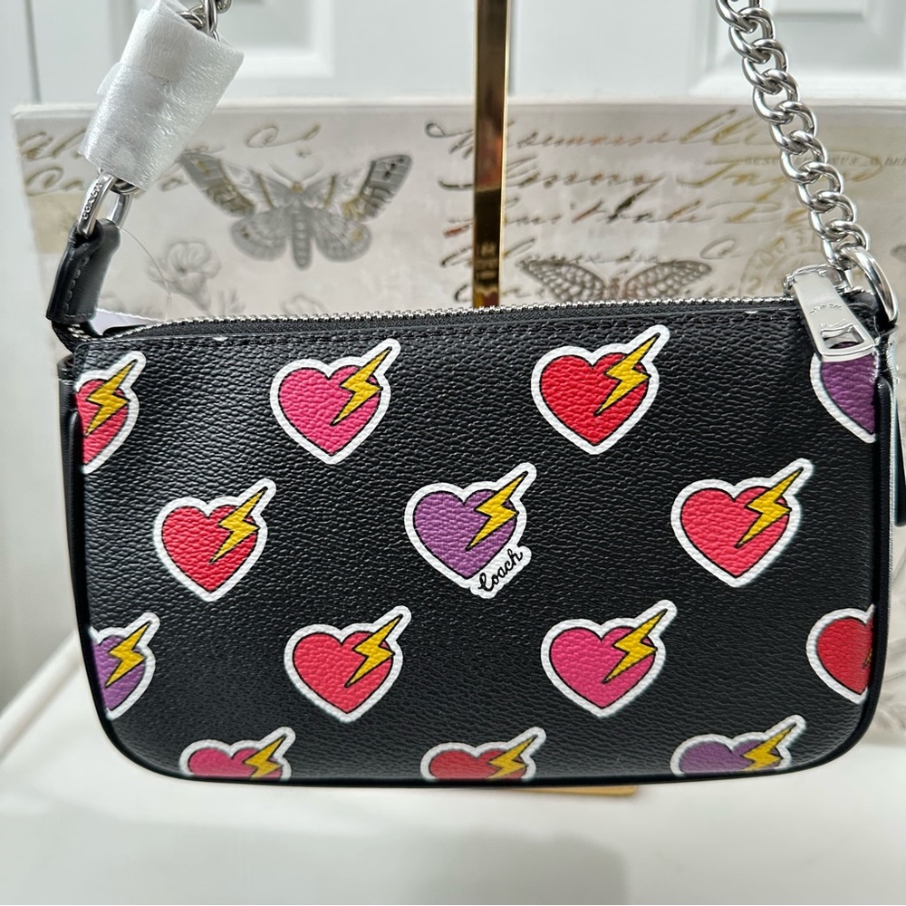 New Coach CW452 Nolita 19 With Heart Bolt Print Black Multi - Picture 5 of 12
